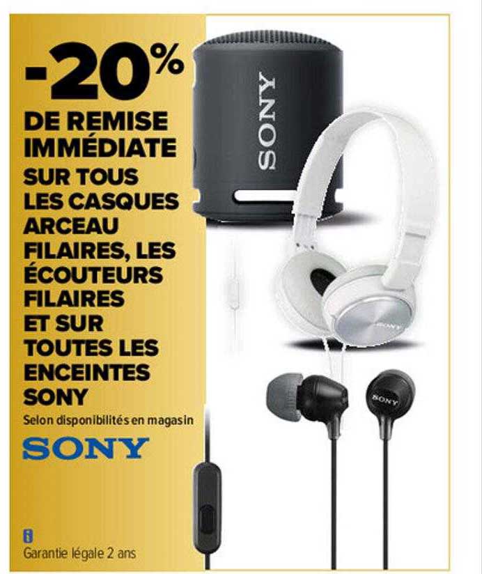 les casques arceau filaires, les écouteurs filaires et les enceintes sony