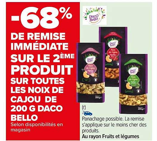 les noix de cajou de 200 g daco bello
