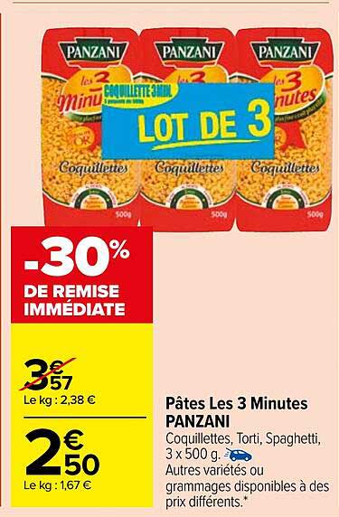 pâtes les 3 minutes panzani