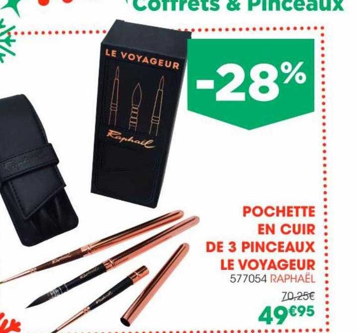 pochette en cuire de 3 pinceaux le voyageur