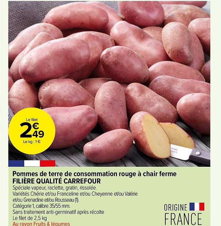 Pommes De Terre De Consommation Rouge à Chair Ferme Filière Qualité Carrefour