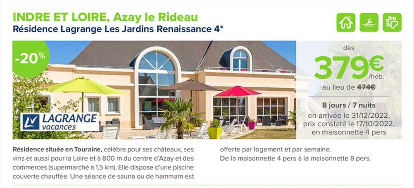 résidence lagrange les jardins renaissance 4*