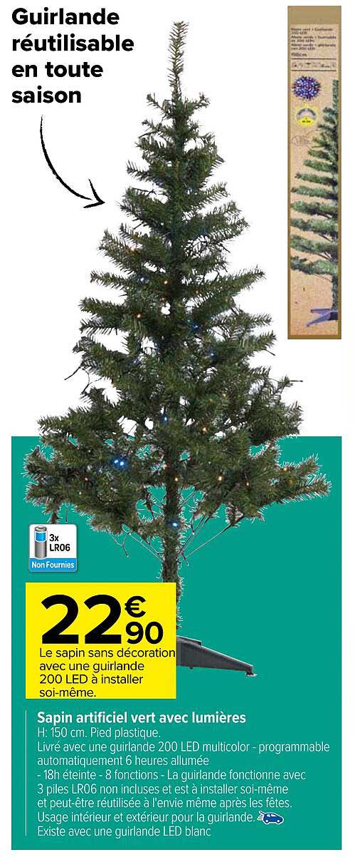 sapin artificiel vert avec lumières