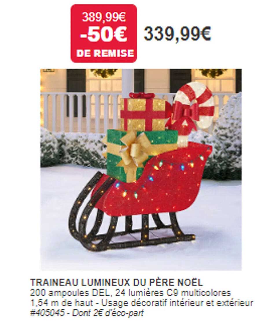 traineau lumineux du père noël