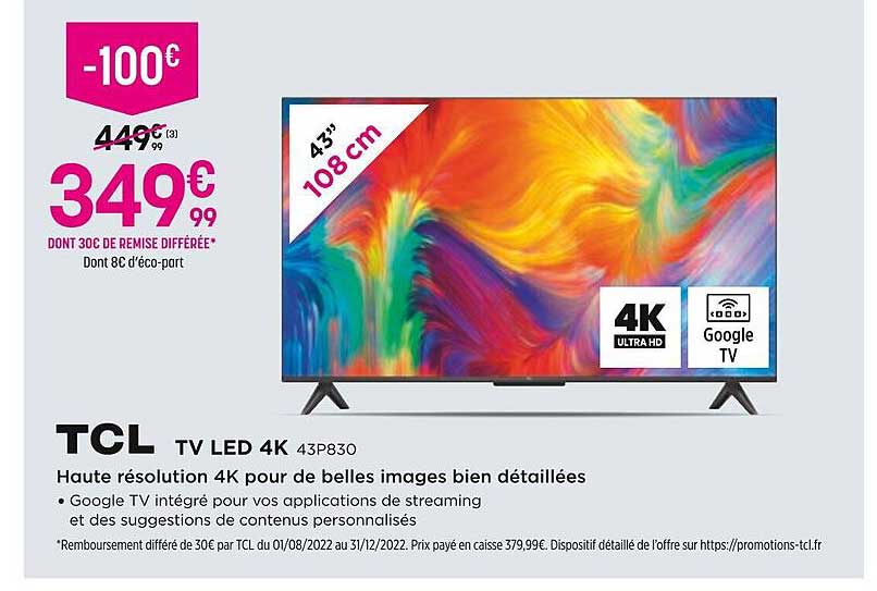 Tv Led 4k 43" 108 Cm Tcl