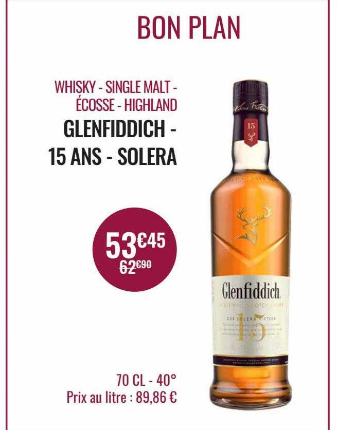 whisky - single malt - écosse - highland glenfiddich - 15 ans - solera