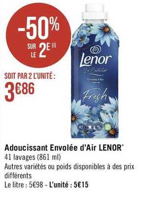 adoucissant envolée d'air lenor