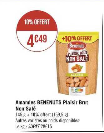 amandes benenuts plaisir brut non salé