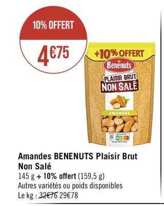 amandes benenuts plaisir brut non salé