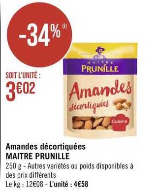 amandes décortiquées maître prunille