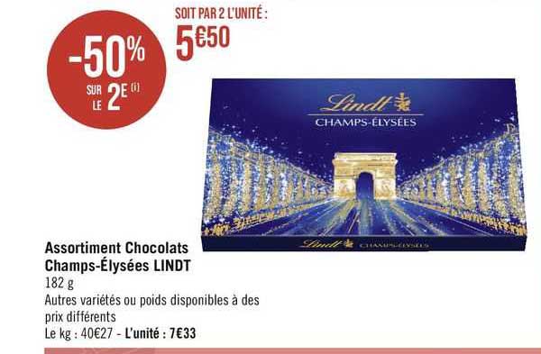 assortiment chocolats champs-élysées lindt