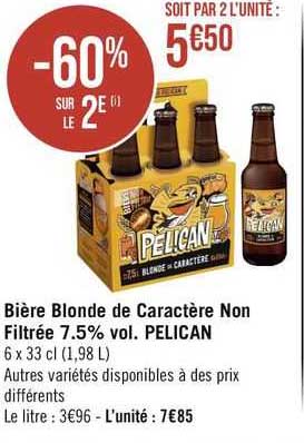 bière blonde de caractère non filtrée 7.5% vol. pelican