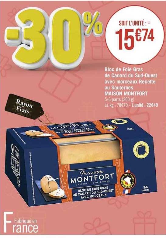 bloc de foie gras de canard du sud-ouest avec morceaux recette au sauternes maison montfort