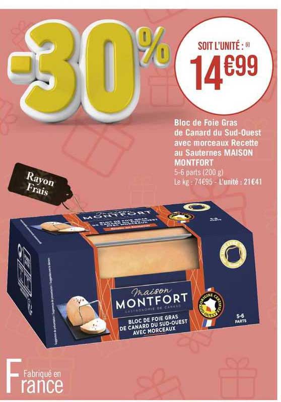 bloc de foie gras de canard du sud-ouest avec morceaux recette au sauternes maison montfort