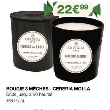 bougie 3 mèches - cereria molla