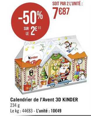 calendrier de l'avent 3d kinder