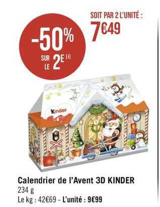 calendrier  de l'avent  3d kinder