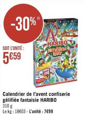 calendrier  de l'avent  confiserie gélifiée fantaisie haribo