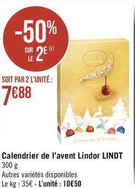 calendrier de l'avent lindor lindt
