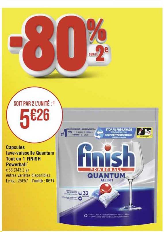 capsules lave-vaisselle quantum tout en 1 finish powerball