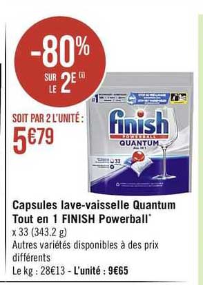 capsules lave-vaisselle quantum tout en 1 finish powerball
