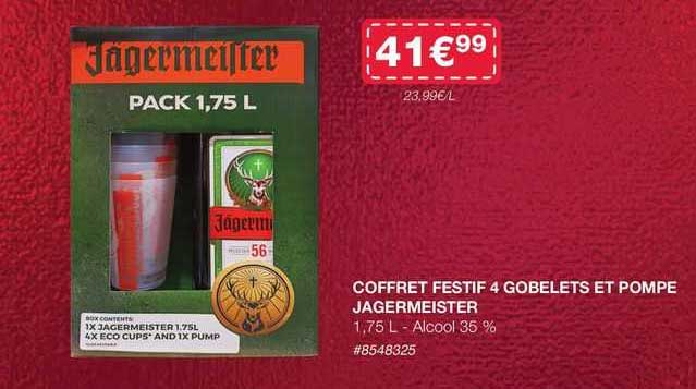 coffret festif 4 gobelets et pompe jagermeister