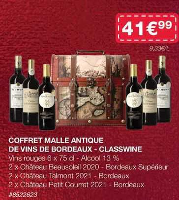 coffret malle  antique de vins de bordeaux-classwine