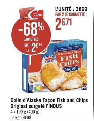 colin d'alaska façon fish and chips original surgelé findus