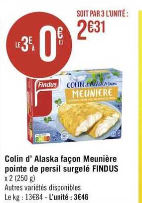colin d'alaska façon meunière pointe de persil surgelé findus