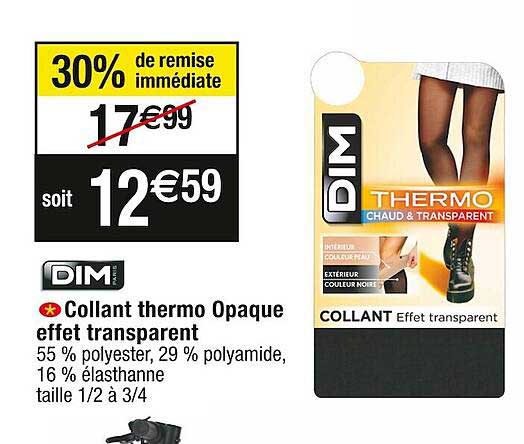 collant thermo opaque effet transparent dim paris