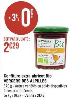 Confiture Extra Abricot Bio Vergers Des Alpilles