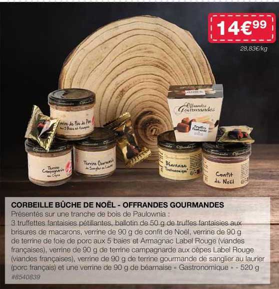 corbeille  bûche de noël - offrandes gourmandes