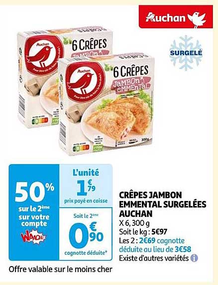Crêpes Jambon Emmental Surgelées Auchan