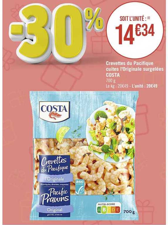Crevettes Du Pacifique Cuites L'originale Surgelées Costa