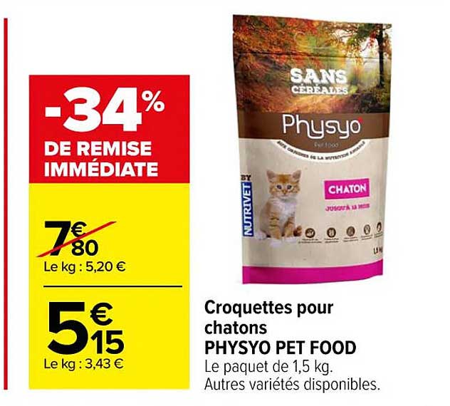 croquettes pour chatons physyo pet food -34% de remise immédiate
