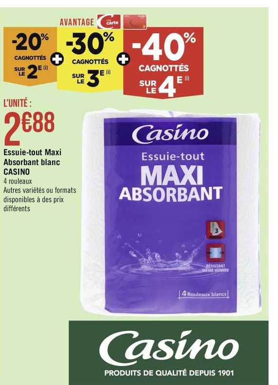 essuie-tout maxi absorbant blanc casino