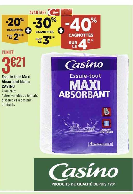 essuie-tout maxi absorbant blanc casino