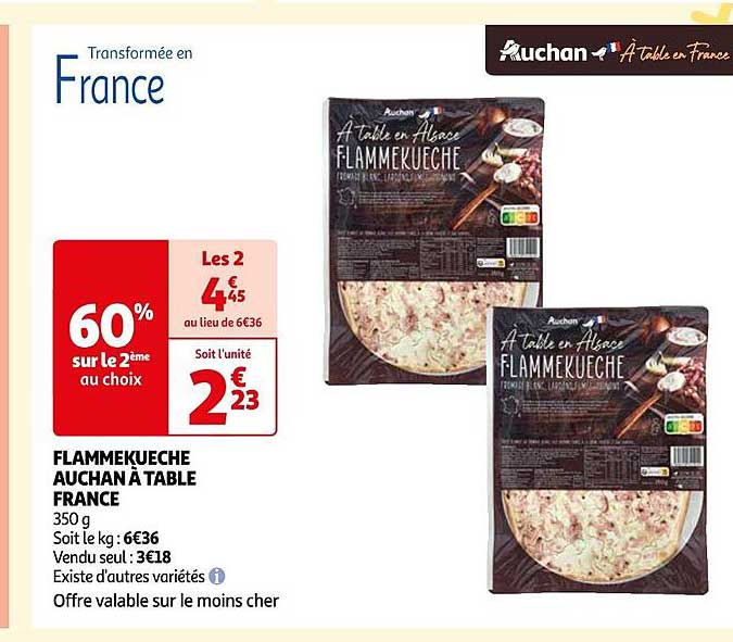 Flammekueche Auchan à Table France