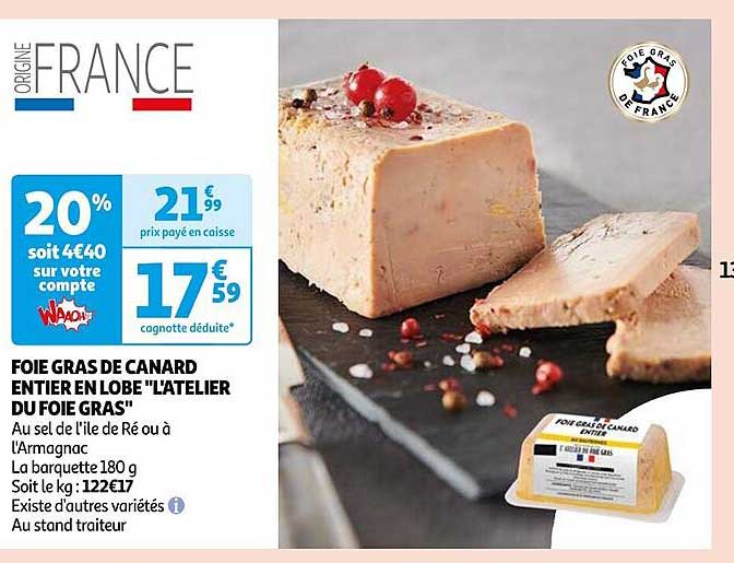 foie gras de canard entier en lobe "l'atelier du foie gras"