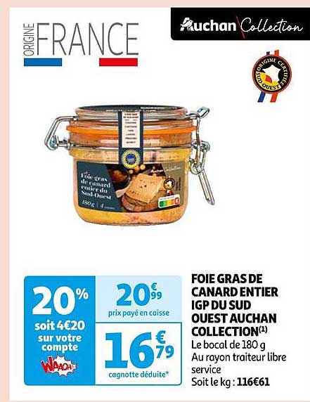 foie gras de canard entier igp du sud ouest auchan collection