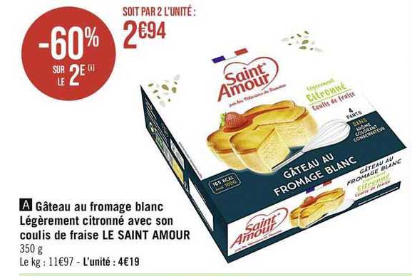 gâteau au fromage blanc légèrement citronné avec son coulis de fraise le saint amour