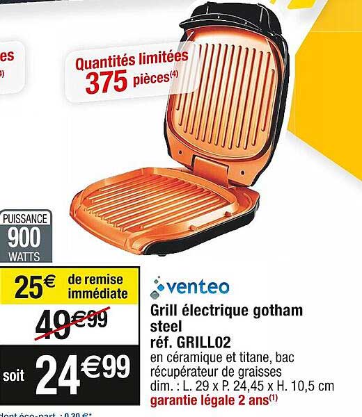 grill électrique gotham steel venteo