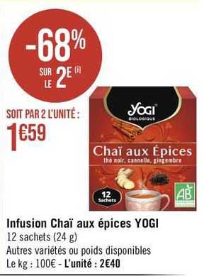 infusion chaï aux épices yogi