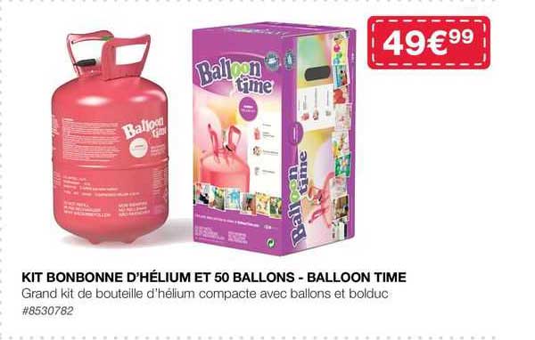 kit bonbonne d'hélium et 50 ballons - balloon time