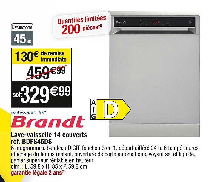 lave-vaisselle 14 couverts brandt