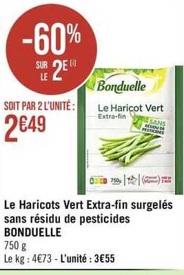 Le Haricots Vert Extra-fin Surgelés Sans Résidu De Pesticides Bonduelle