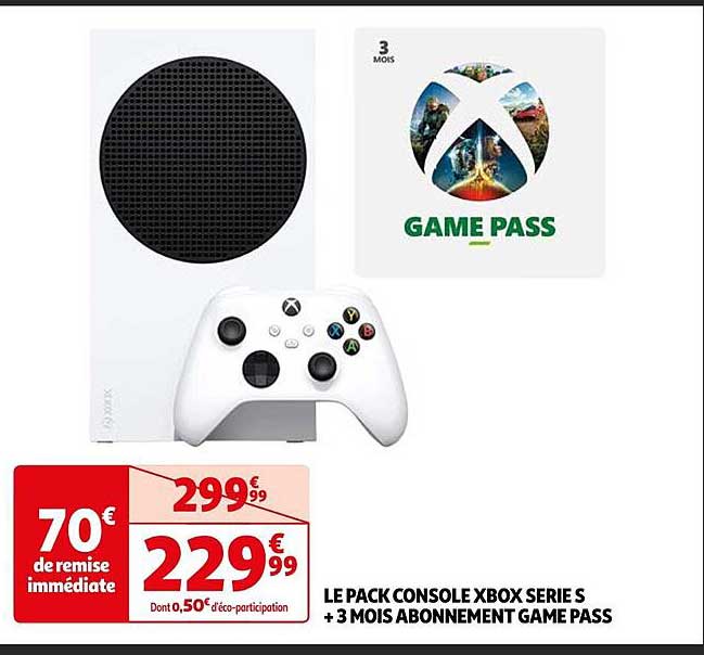 le pack console xbox serie s + 3 mois abonnement game pass