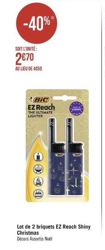 lot de 2 briquets ez reach shiny christmas