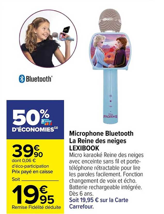 microphone bluetooth la reine des neiges lexibook