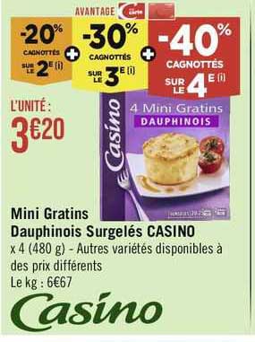 mini gratins dauphinois surgelés casino
